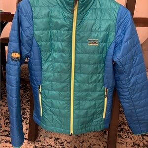 Patagonia Women's Teal and Blue Puffer Jacket